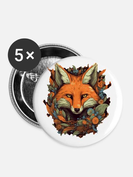 Fuchs - Buttons klein 25 mm (5er Pack) - Weiß