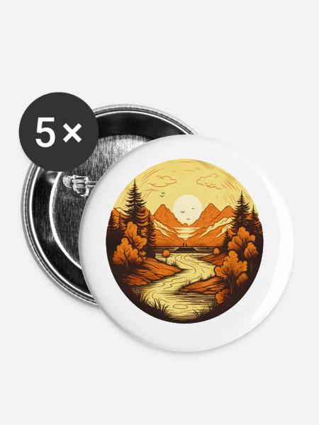 Herbstliche Landschaft - Buttons klein 25 mm (5er Pack) - Weiß