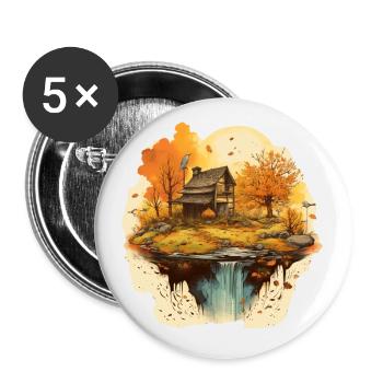 Herbstliche Landschaft - Buttons klein 25 mm (5er Pack) - Weiß - Vorne