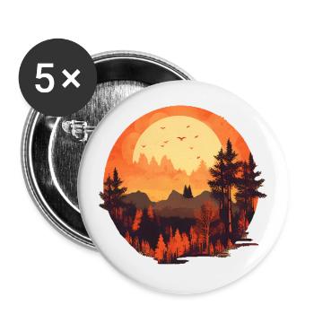 Herbstliche Landschaft - Buttons klein 25 mm (5er Pack) - Weiß - Vorne