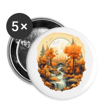 Herbstliche Landschaft - Buttons klein 25 mm (5er Pack) - Weiß - Vorne