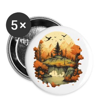 Herbstliche Landschaft - Buttons klein 25 mm (5er Pack) - Weiß - Vorne