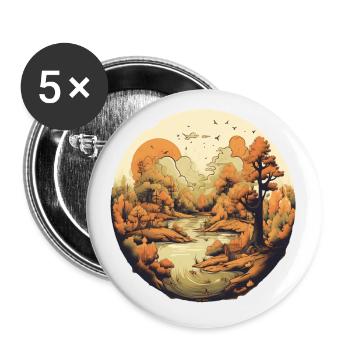 Herbstliche Landschaft - Buttons klein 25 mm (5er Pack) - Weiß - Vorne