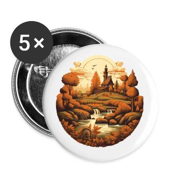 Herbstliche Landschaft - Buttons klein 25 mm (5er Pack) - Weiß - Vorne
