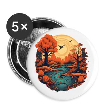 Herbstliche Landschaft - Buttons klein 25 mm (5er Pack) - Weiß - Vorne
