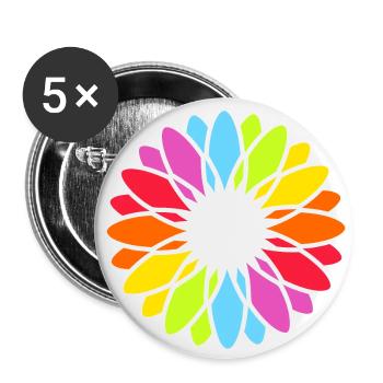 Mandala de fleurs arc-en-ciel - Lot de 5 petits badges (25 mm) - blanc - Devant