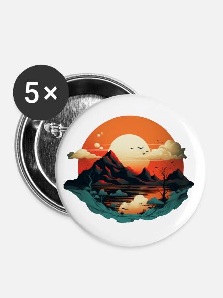 Landschaft - Buttons klein 25 mm (5er Pack) - Weiß