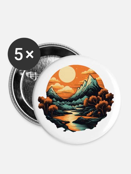 Landschaft - Buttons klein 25 mm (5er Pack) - Weiß