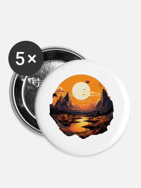 Landschaft - Buttons klein 25 mm (5er Pack) - Weiß