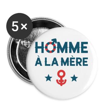 HOMME À LA MÈRE (couple) ! - Lot de 5 petits badges (25 mm) - blanc - Devant