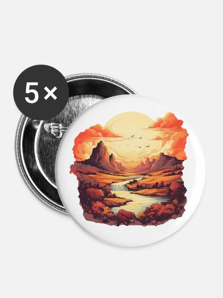 Landschaft - Buttons klein 25 mm (5er Pack) - Weiß