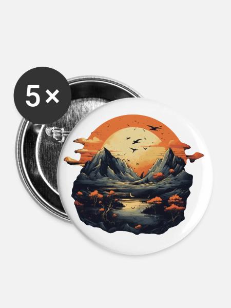 Landschaft - Buttons klein 25 mm (5er Pack) - Weiß