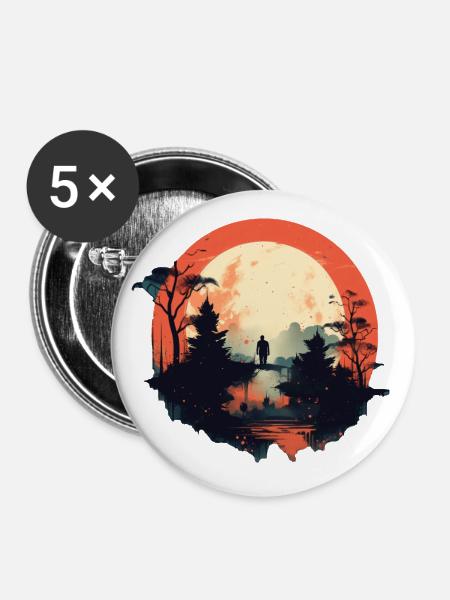 Landschaft - Buttons klein 25 mm (5er Pack) - Weiß