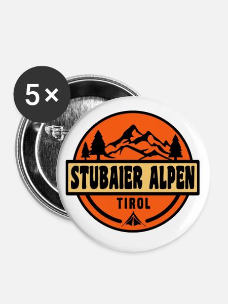 Stubaier Alpen - Buttons klein 25 mm (5er Pack) - Weiß