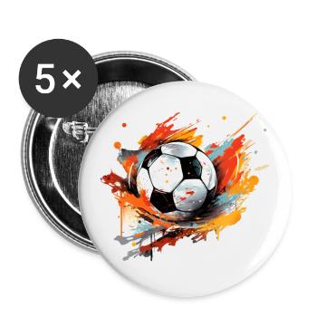 Ballon de football - Lot de 5 petits badges (25 mm) - blanc - Devant