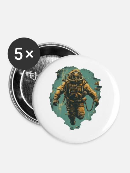 Taucher - Buttons klein 25 mm (5er Pack) - Weiß