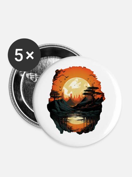 Landschaft - Buttons klein 25 mm (5er Pack) - Weiß