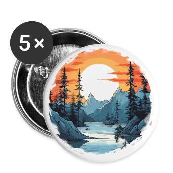 Nature River Landscape - Buttons small 1''/25 mm (5-pack) - white - Front