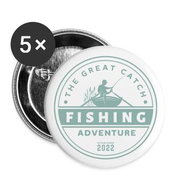 Great Catch - Fishing Adventure - Buttons small 1''/25 mm (5-pack) - white - Front