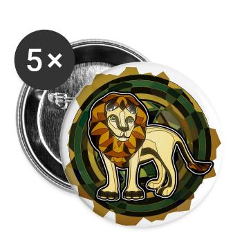 Löwe mit Hintergrund - Buttons klein 25 mm (5er Pack) - Weiß - Vorne
