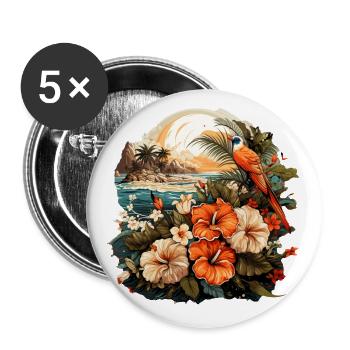 Tropisch - Buttons klein 25 mm (5er Pack) - Weiß - Vorne