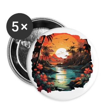 Tropisch - Buttons klein 25 mm (5er Pack) - Weiß - Vorne