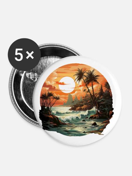 Tropisch - Buttons klein 25 mm (5er Pack) - Weiß