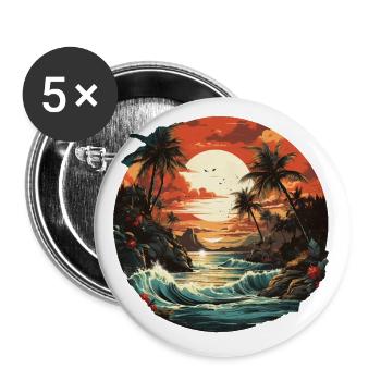 Tropical - Buttons small 1''/25 mm (5-pack) - white - Front