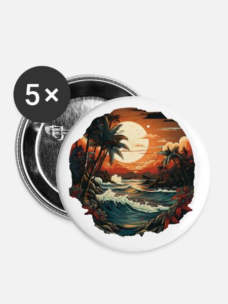 Tropisch - Buttons klein 25 mm (5er Pack) - Weiß