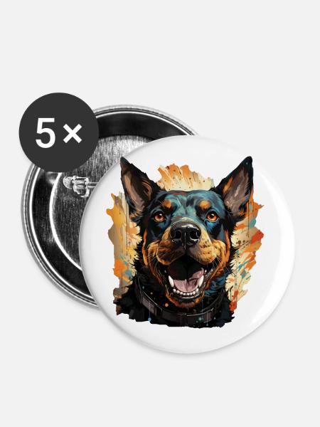Hund - Buttons klein 25 mm (5er Pack) - Weiß