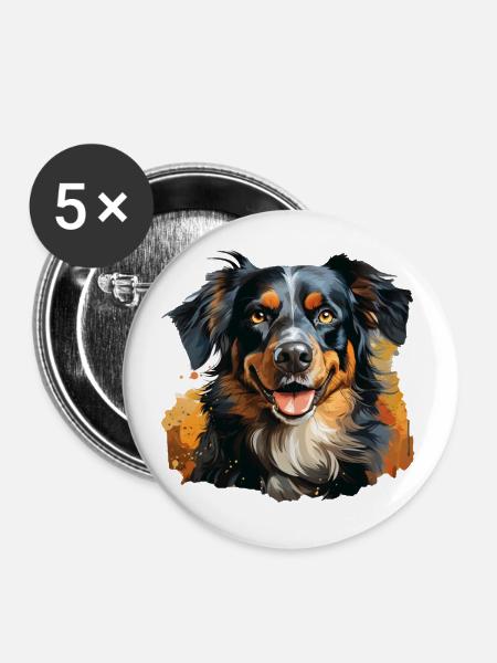 Hund - Buttons klein 25 mm (5er Pack) - Weiß