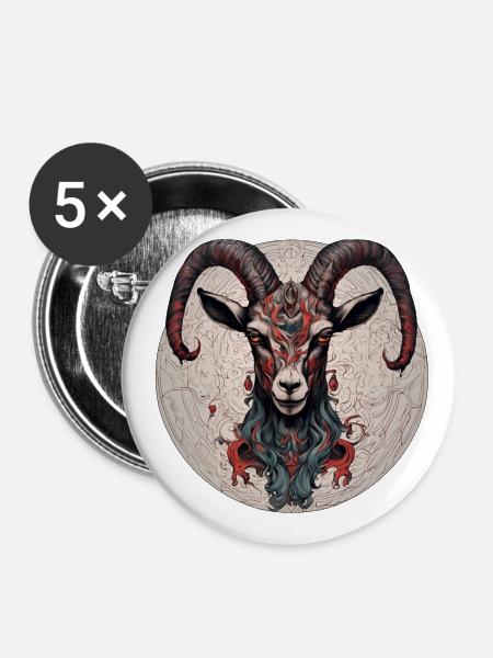 Steinbock - Buttons klein 25 mm (5er Pack) - Weiß