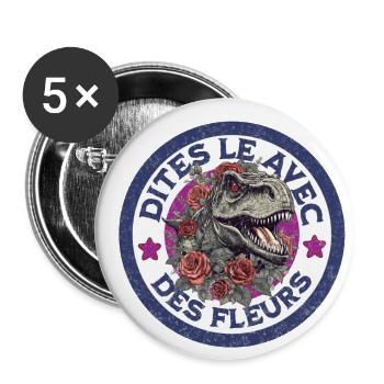 Dites le avec des fleurs - Lot de 5 petits badges (25 mm) - blanc - Devant