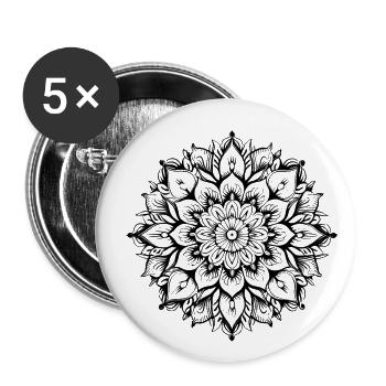 Yogi, Prana Mandala en noir - Lot de 5 petits badges (25 mm) - blanc - Devant