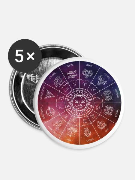 Tierkreis-Illustration - Buttons klein 25 mm (5er Pack) - Weiß