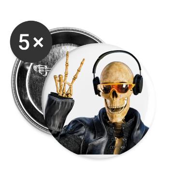 Sensenmann liebt coole Musik - Buttons klein 25 mm (5er Pack) - Weiß - Vorne