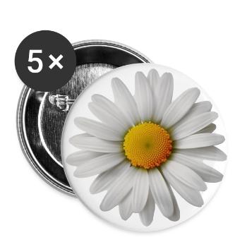 marguerite, fleur, printemps, été, jardin, - Lot de 5 petits badges (25 mm) - blanc - Devant