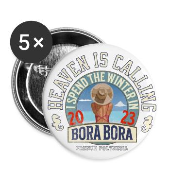 I spend the winter in BORA BORA - Lot de 5 petits badges (25 mm) - blanc - Devant