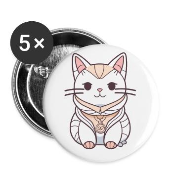 Chat - Style Kawaii - Lot de 5 petits badges (25 mm) - blanc - Devant