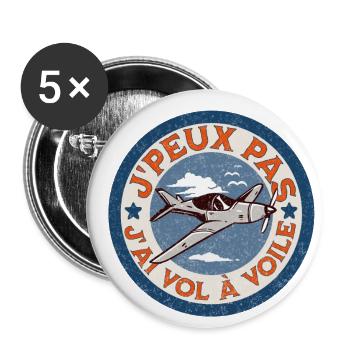 J peux pas j ai vol à voile - Lot de 5 petits badges (25 mm) - blanc - Devant