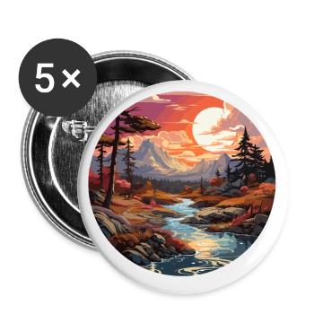 Landscape - Illustration - Buttons small 1''/25 mm (5-pack) - white - Front