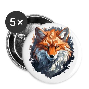 Fuchs - Illustration - Buttons klein 25 mm (5er Pack) - Weiß - Vorne