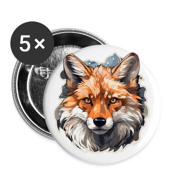 Fuchs - Illustration - Buttons klein 25 mm (5er Pack) - Weiß - Vorne