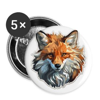 Fuchs - Illustration - Buttons klein 25 mm (5er Pack) - Weiß - Vorne