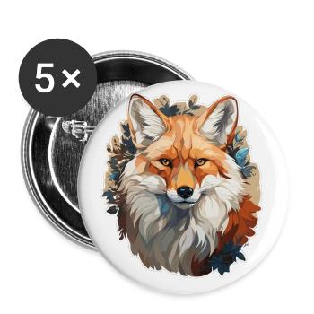 Fuchs - Illustration - Buttons klein 25 mm (5er Pack) - Weiß - Vorne