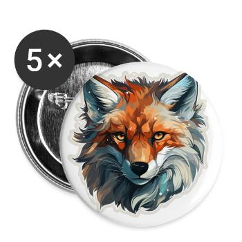 Fuchs - Illustration - Buttons klein 25 mm (5er Pack) - Weiß - Vorne
