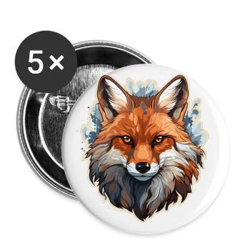 Fuchs - Illustration - Buttons klein 25 mm (5er Pack) - Weiß - Vorne