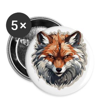 Fox - illustration - Buttons small 1''/25 mm (5-pack) - white - Front