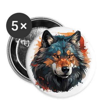 Wolf - Illustration - Buttons klein 25 mm (5er Pack) - Weiß - Vorne
