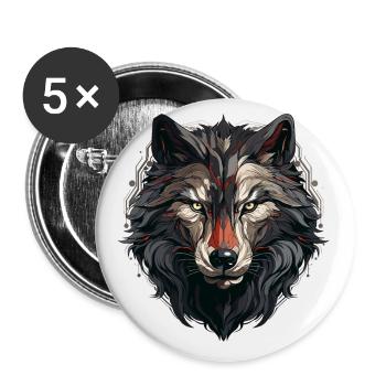 Wolf - Illustration - Buttons klein 25 mm (5er Pack) - Weiß - Vorne